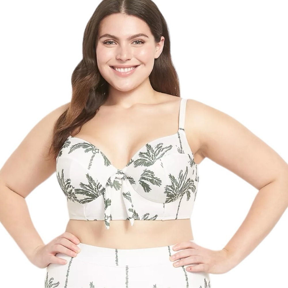 Lane Bryant Longline Underwire Swim Bikini Top on Sugar Palms Size 40D